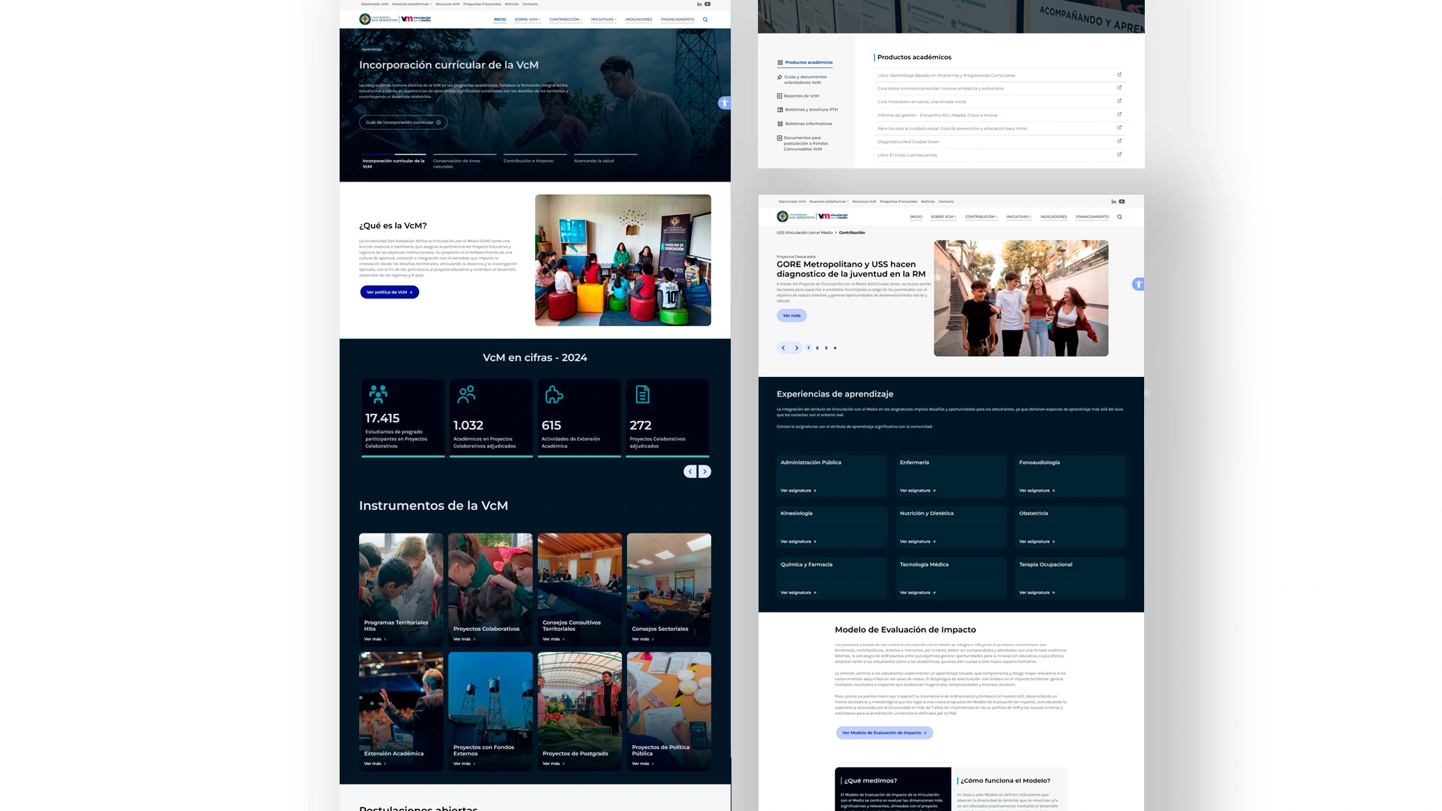 Diseño y desarrollo sitio Web VcM, USS, realizado por la agencia Want Digital